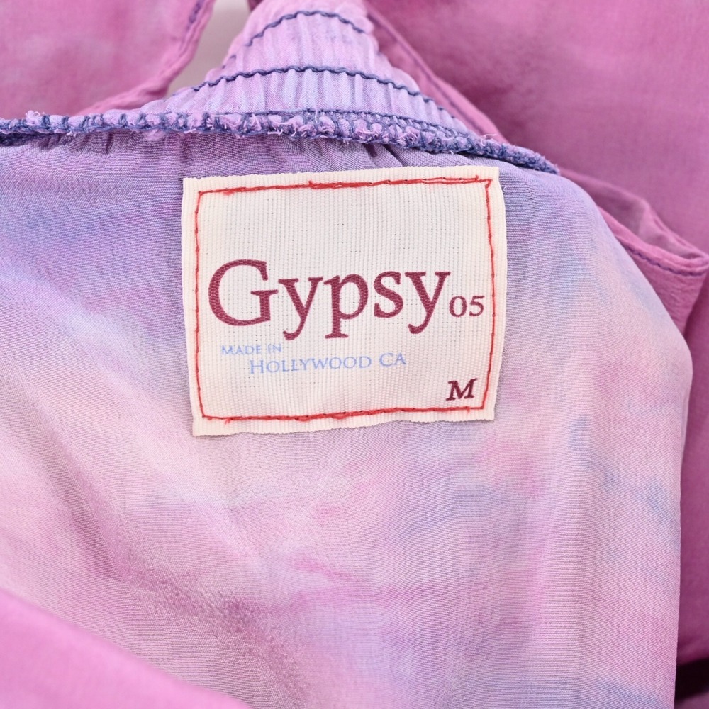 GYPSY 05 Dress Size M Silk Chiffon Pink Purple Tie Dye Ombre Cold Shoulder Mini - Picture 9 of 16
